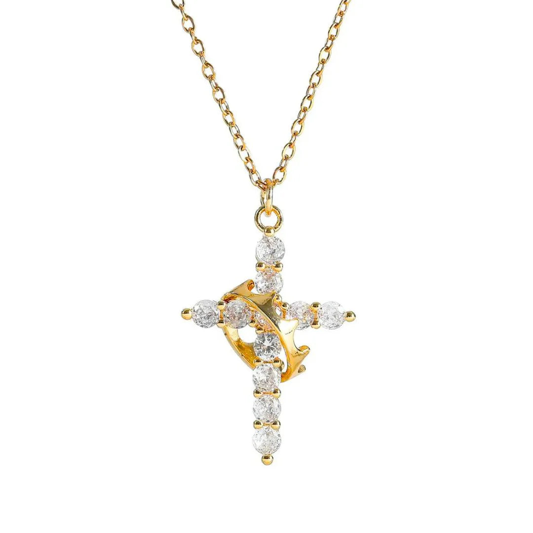 Colar Cruz do Rei Anti-Stress Banhado a Ouro 18k