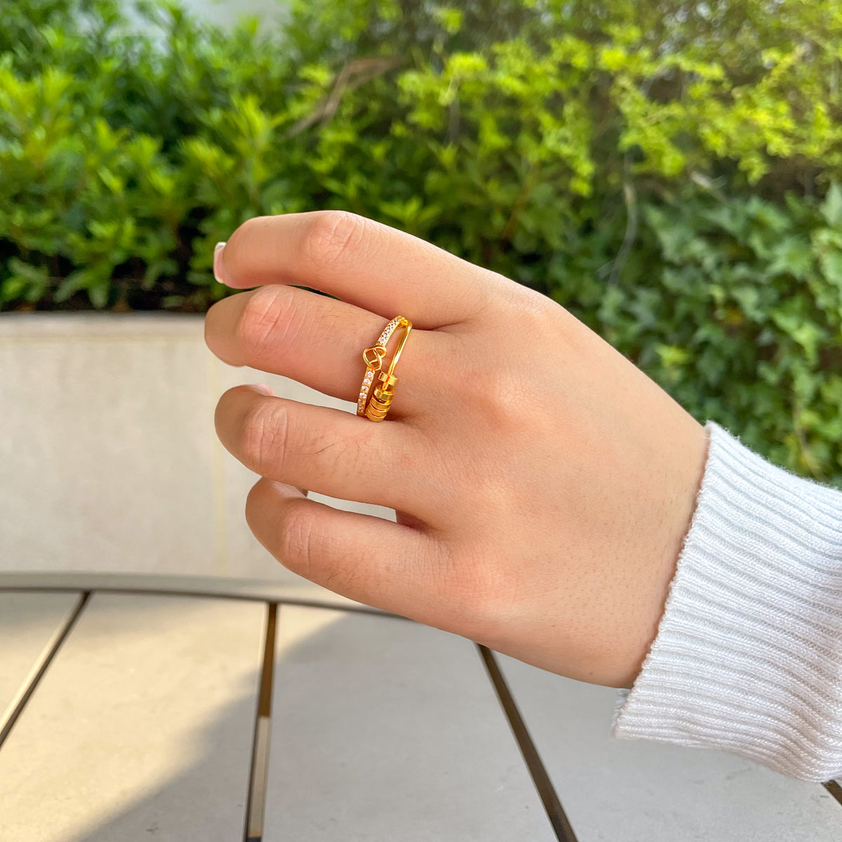 Anel Anti-Stress Amor Infinito Banhado a Ouro 18k