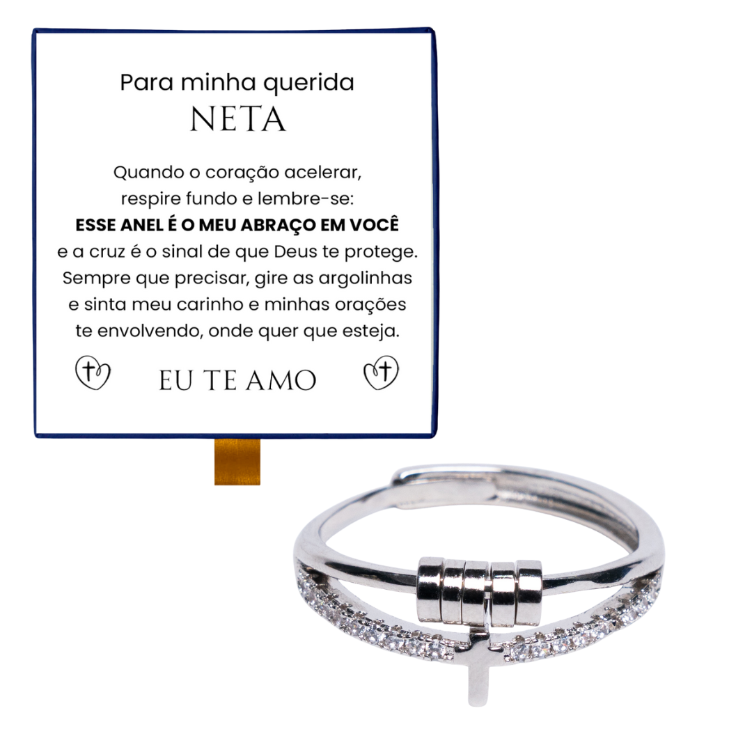 Para Neta - Anel Anti-Stress Cruz Banhado a Ouro 18k