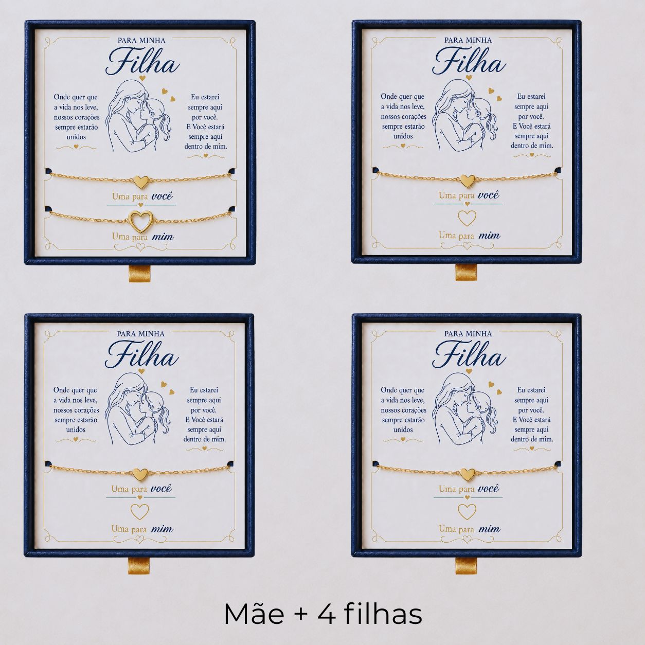 Para Minha Filha- Pulseira Corações Ligados Banhado a Ouro 18k