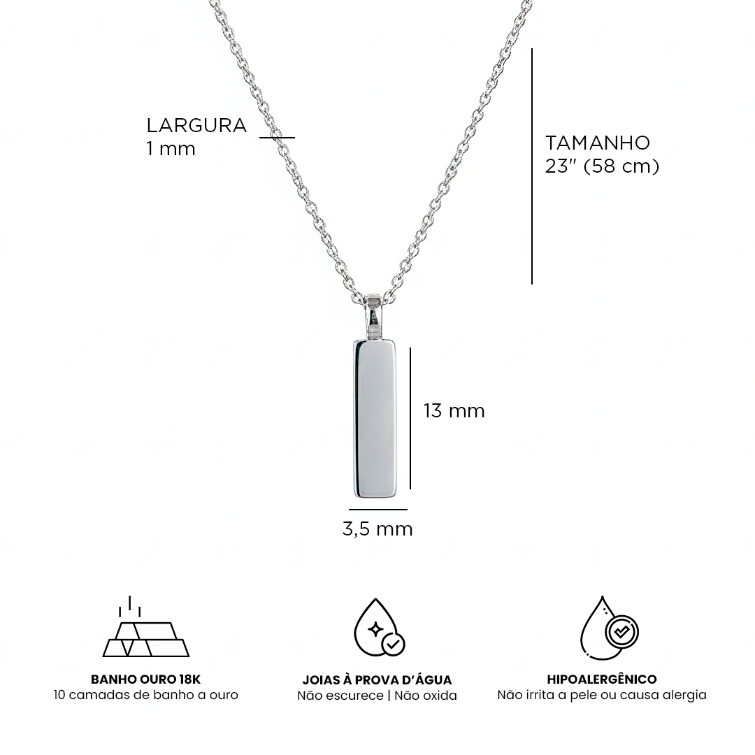 Para Meu Filho- Colar Americano Banhado a Ouro Branco 18k