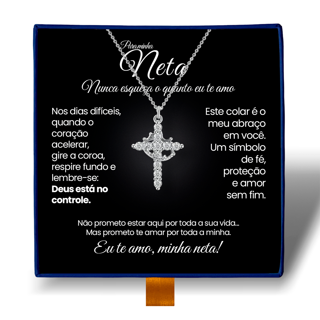 Minha Neta - Colar Cruz do Rei Anti-Stress Banhado a Ouro 18k