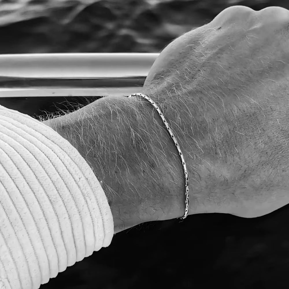 Pulseira Masculina Banhado a Ouro Branco 18k