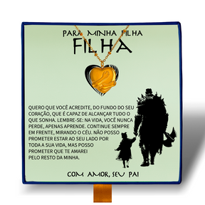 Para Minha Filha - Colar Coração Abraçado Banhado a Ouro 18k
