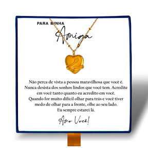 Para Minha Amiga - Colar Coração Abraçado Banhado a Ouro 18k
