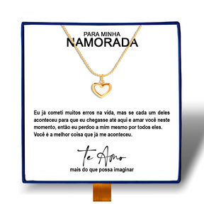 Para Minha Namorada - Colar Coração Pérola Banhado a Ouro 18k