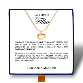 Para Minha Filha - Colar Coração Pérola Banhado a Ouro 18k
