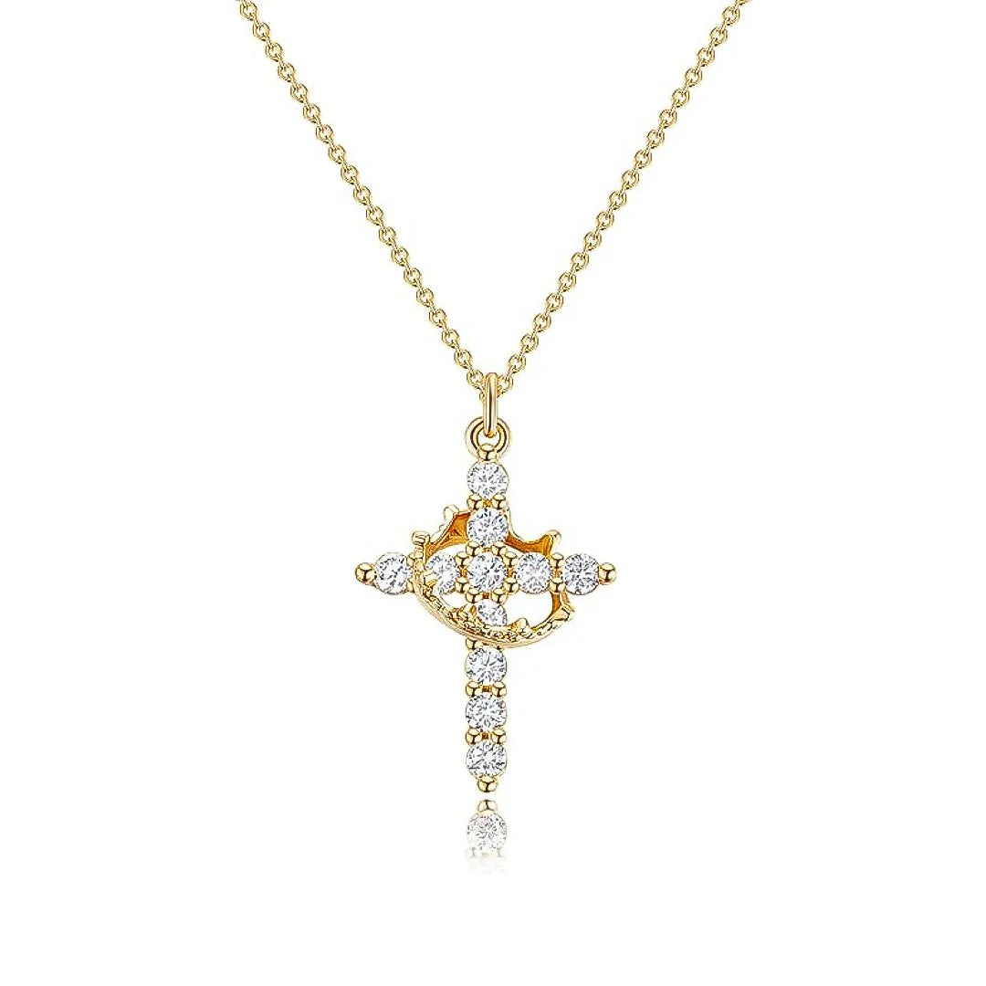 Colar Cruz do Rei Anti-Stress Banhado a Ouro 18k