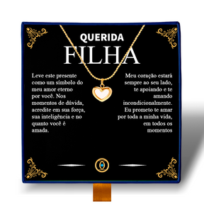 Querida Filha - Colar Coração Pérola Banhado a Ouro 18k
