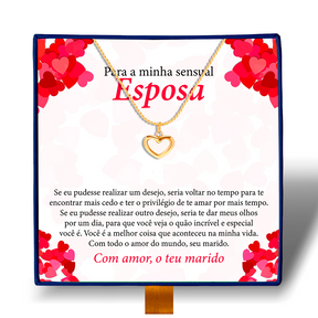 Para Minha Sensual Esposa - Colar Coração Pérola Banhado a Ouro 18k