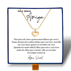 Para Minha Amiga - Colar Coração Pérola Banhado a Ouro 18k