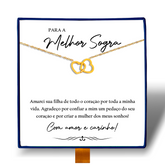 Para a Melhor Sogra - Colar Duplo Coração Entrelaçado Banhado a Ouro 18k