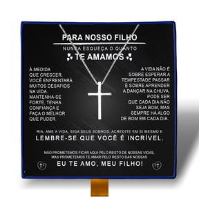 Para Nosso Filho- Colar Cruz Banhado a Ouro Branco 18k