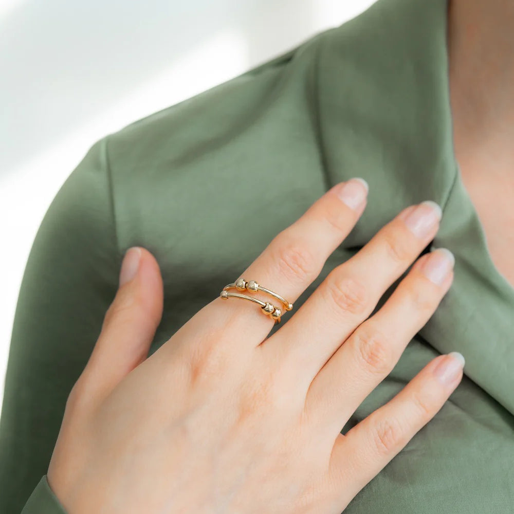 Anel Serenity Anti Ansiedade Banhado a Ouro 18k