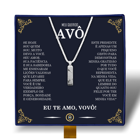 Querido Avô - Colar Americano Banhado a Ouro Branco 18k
