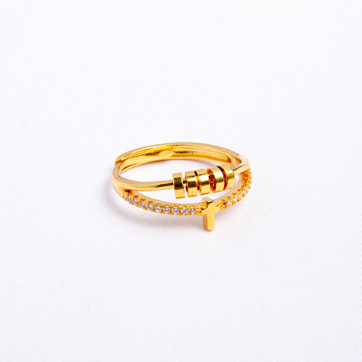 Anel Anti Ansiedade Cruz Banhado a Ouro 18k