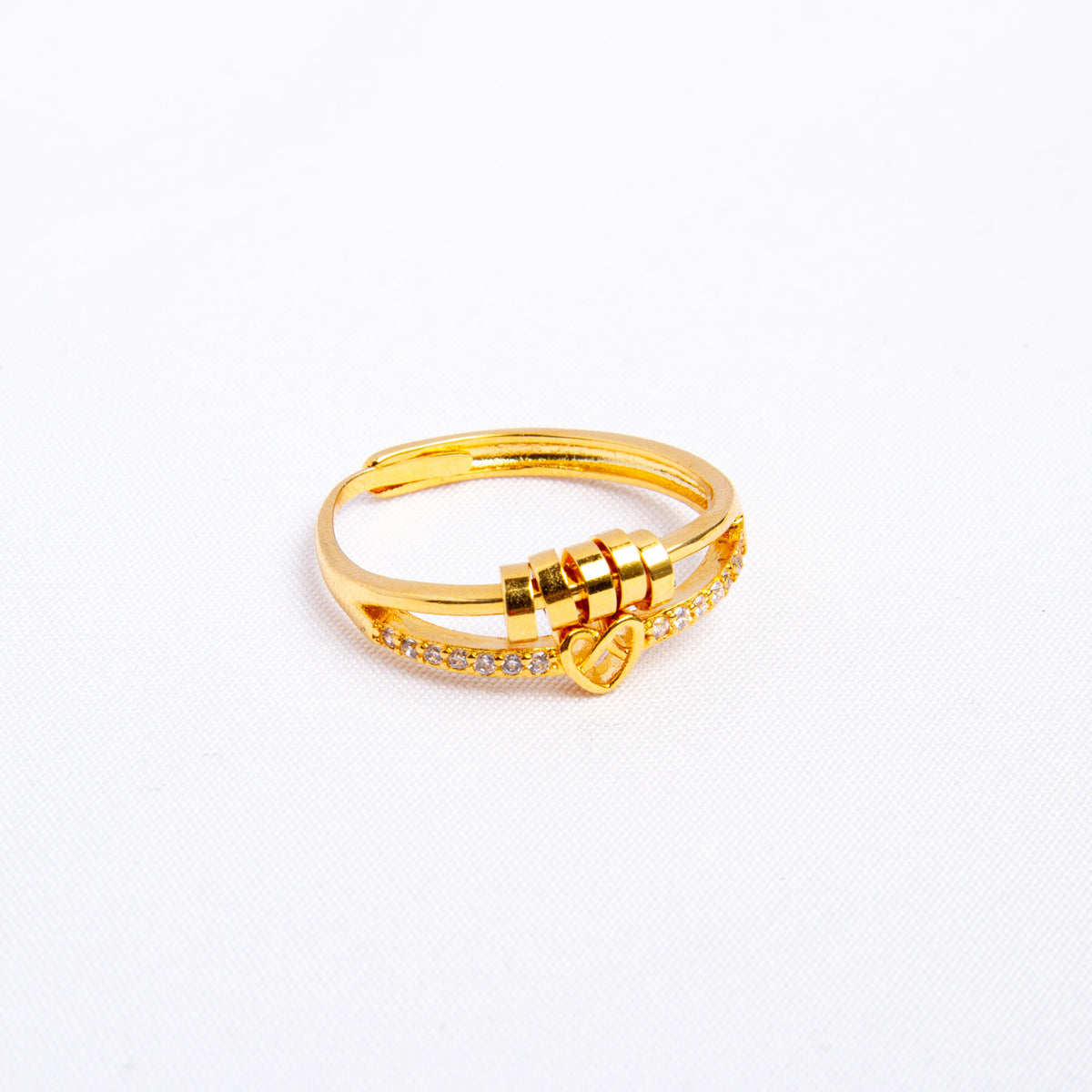 Anel Anti-Stress Amor Infinito Banhado a Ouro 18k