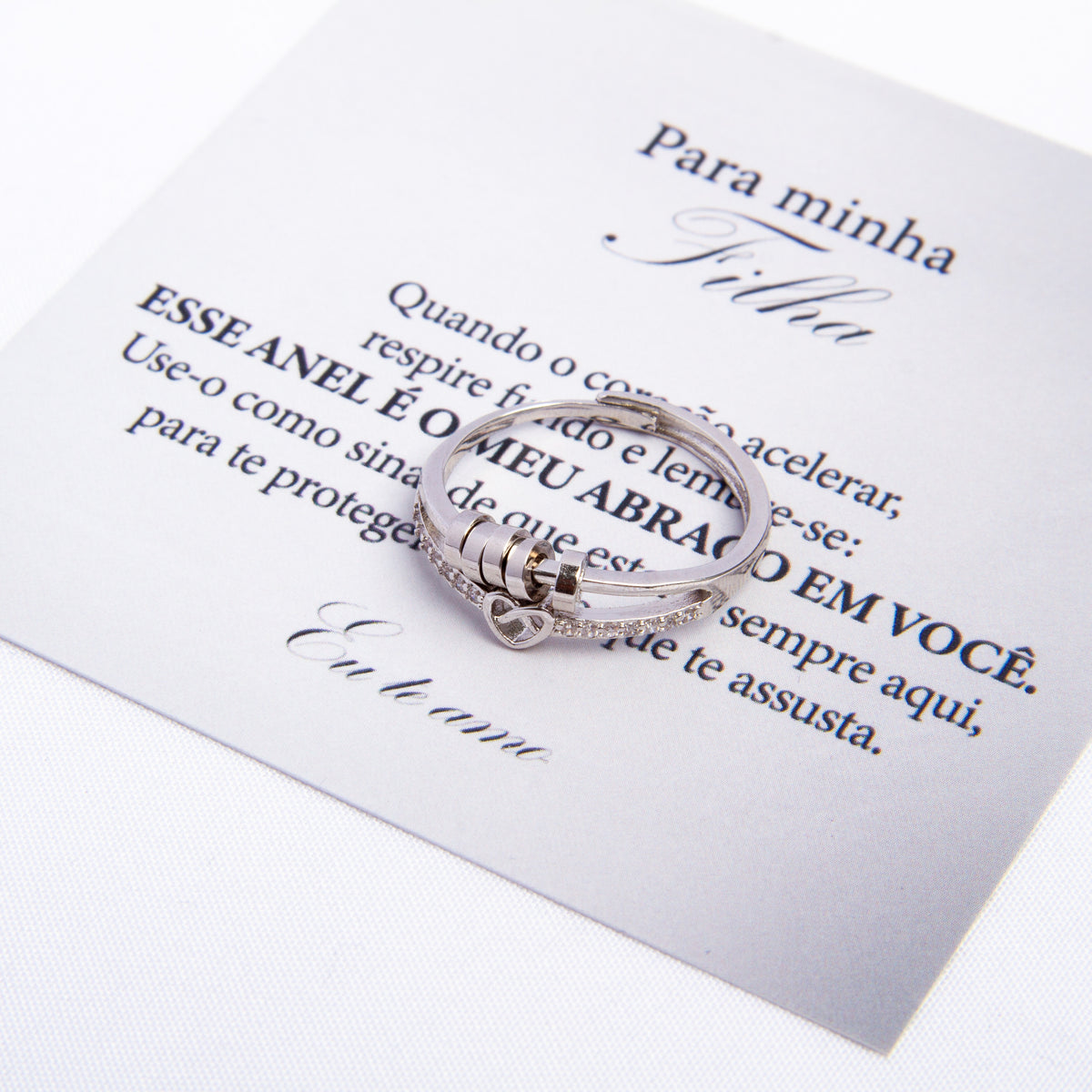 Para Filha - Anel Anti-Stress Amor Infinito Banhado a Ouro 18k