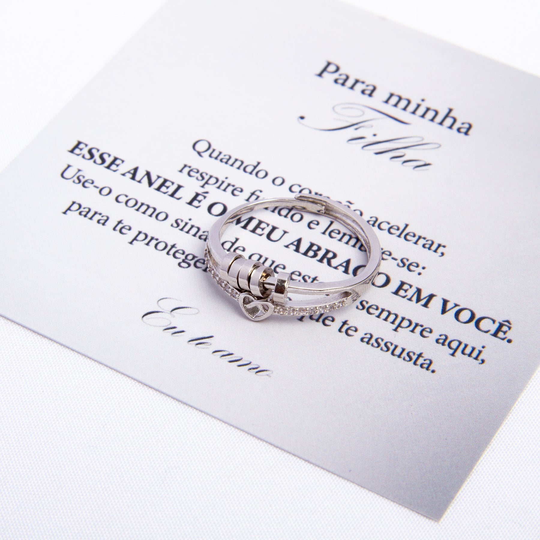 Para Filha - Anel Anti-Stress Amor Infinito Banhado a Ouro 18k