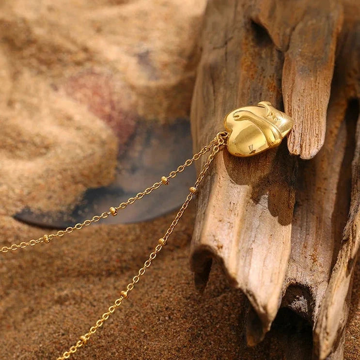 Para Minha Neta - Colar Coração Abraçado Banhado a Ouro 18k