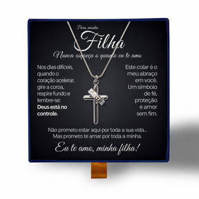 Para Minha Filha- Colar Cruz Anti-Stress Feminino Banhado a Ouro 18k