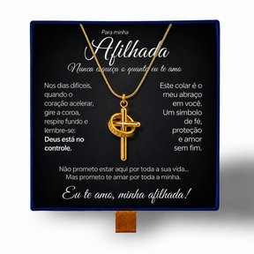 Para Minha Afilhada - Colar Cruz Anti-Stress Feminino Banhado a Ouro 18k