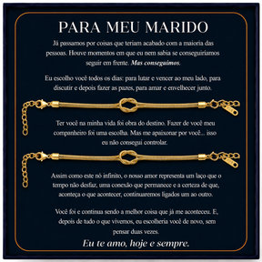 Para Meu Marido - Kit Pulseiras Nó Infinito Banhado a Ouro 18k