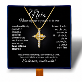 Minha Neta - Colar Cruz do Rei Anti-Stress Banhado a Ouro 18k