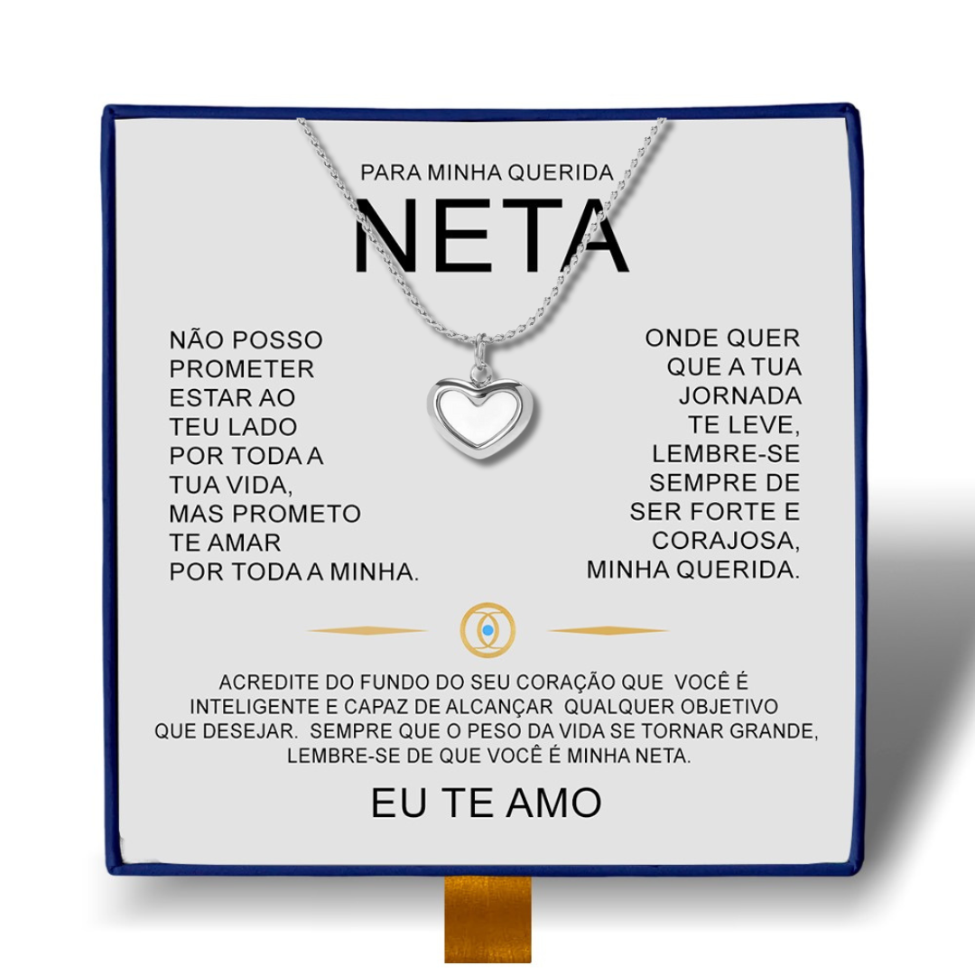 Para Minha Querida Neta - Colar Coração Pérola Banhado a Ouro 18k