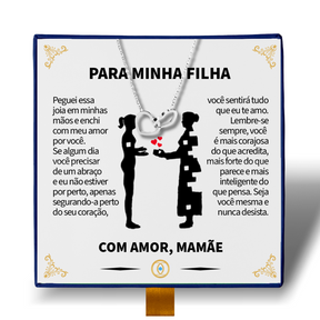 Para Minha Filha - Colar Duplo Coração Entrelaçados Banhado a Ouro 18k