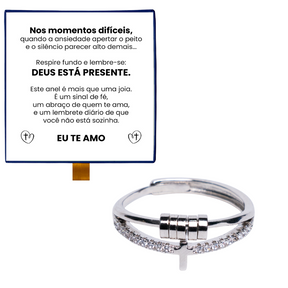 Anel Anti-Stress Cruz Banhado a Ouro 18k + Cartão
