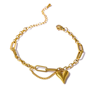 Pulseira Coração Banhado em Ouro 18k