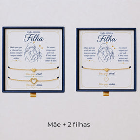 Para Minha Filha- Pulseira Corações Ligados Banhado a Ouro 18k