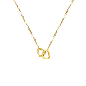 Hoje é o Seu Dia - Colar Duplo Coração Entrelaçados Banhado a Ouro 18k