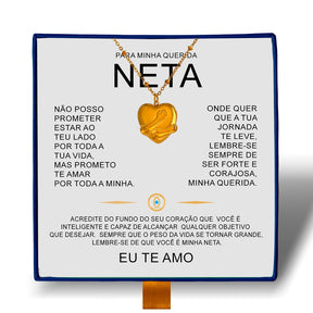 Para Minha Querida Neta - Colar Coração Abraçado Banhado a Ouro 18k