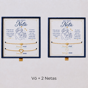 Para Minha Neta- Pulseira Corações Ligados Banhado a Ouro 18k