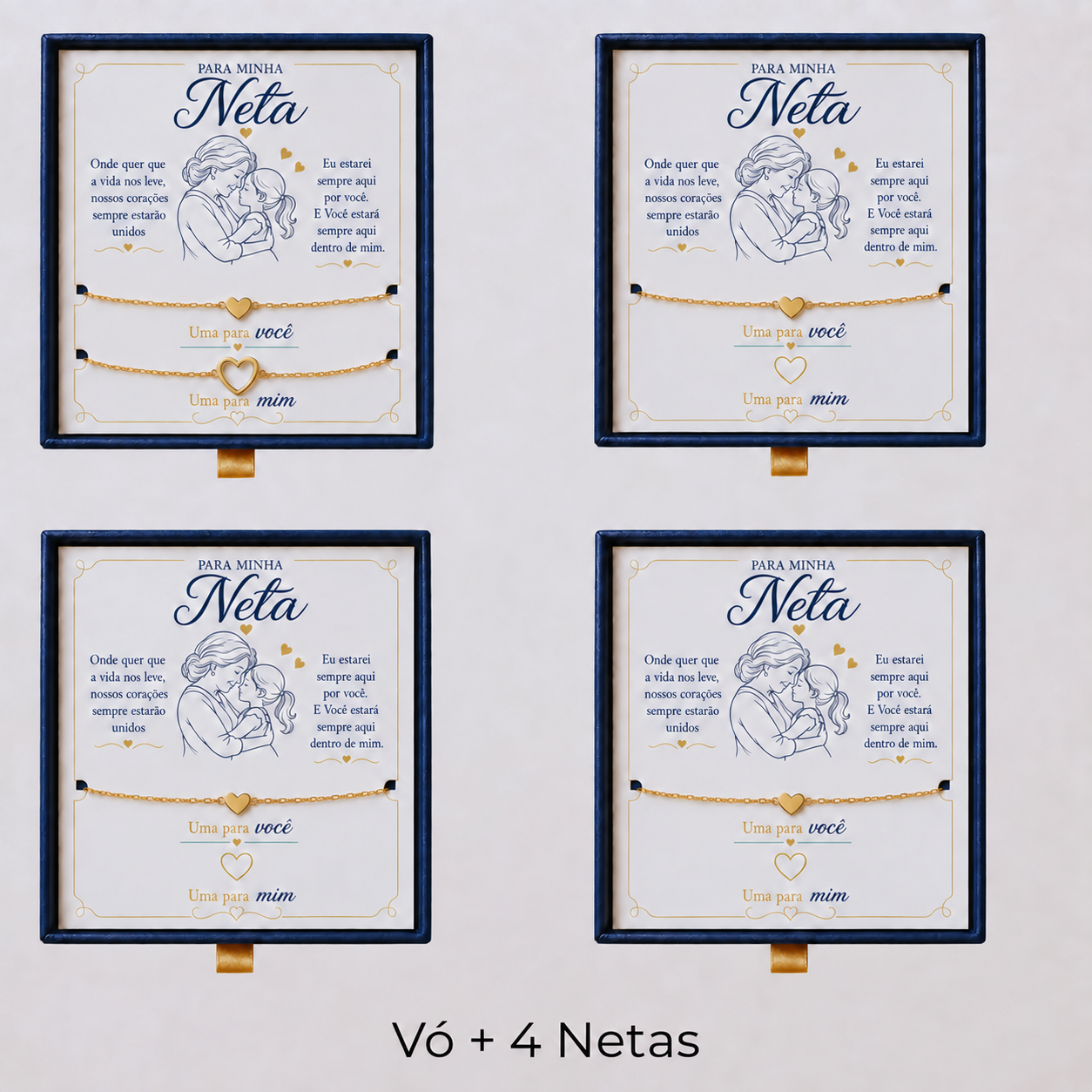Para Minha Neta- Pulseira Corações Ligados Banhado a Ouro 18k