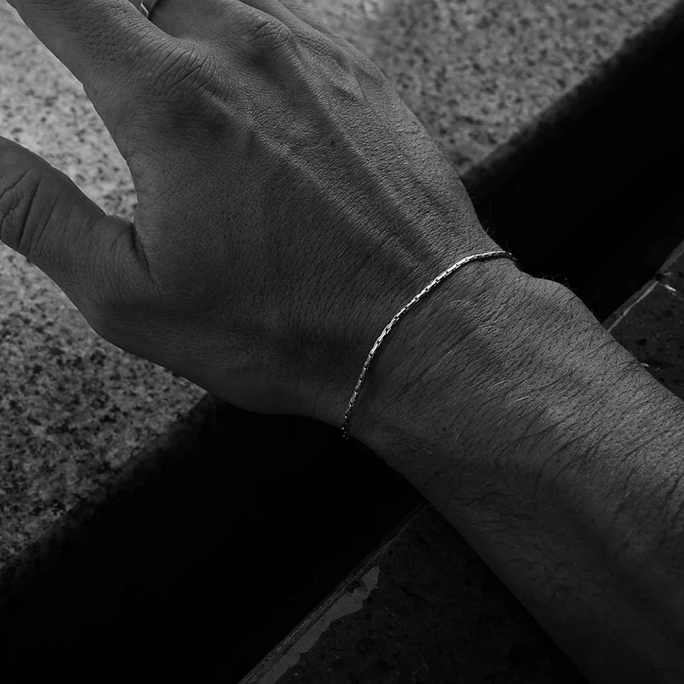 Pulseira Masculina Banhado a Ouro Branco 18k