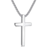 Colar Cruz Masculino Banhado a Ouro Branco 18k