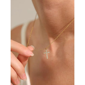 Colar Cruz Brilhante Banhado a Ouro 18k