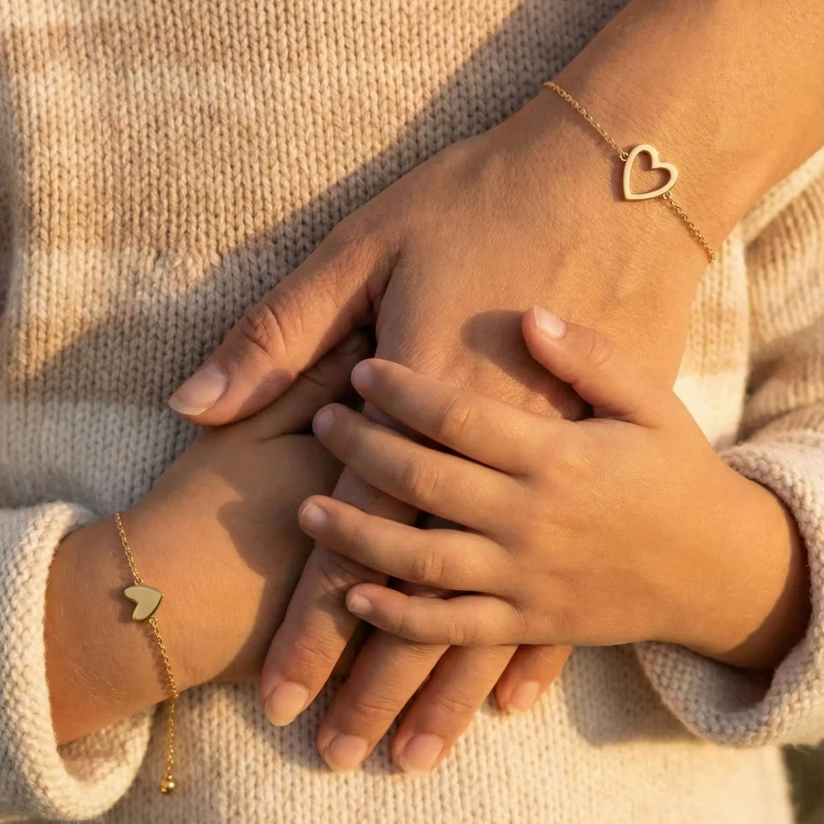 Para Minha Neta- Pulseira Corações Ligados Banhado a Ouro 18k