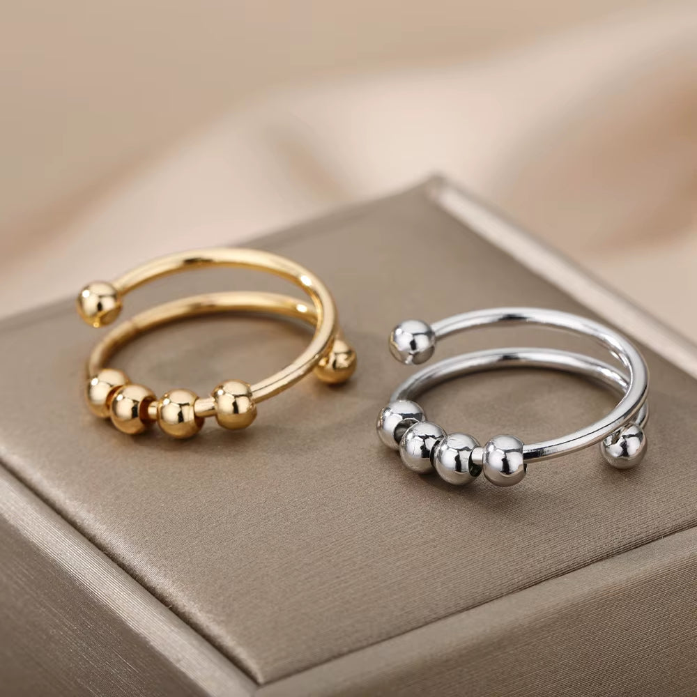 Anel Serenity Anti Ansiedade Banhado a Ouro 18k