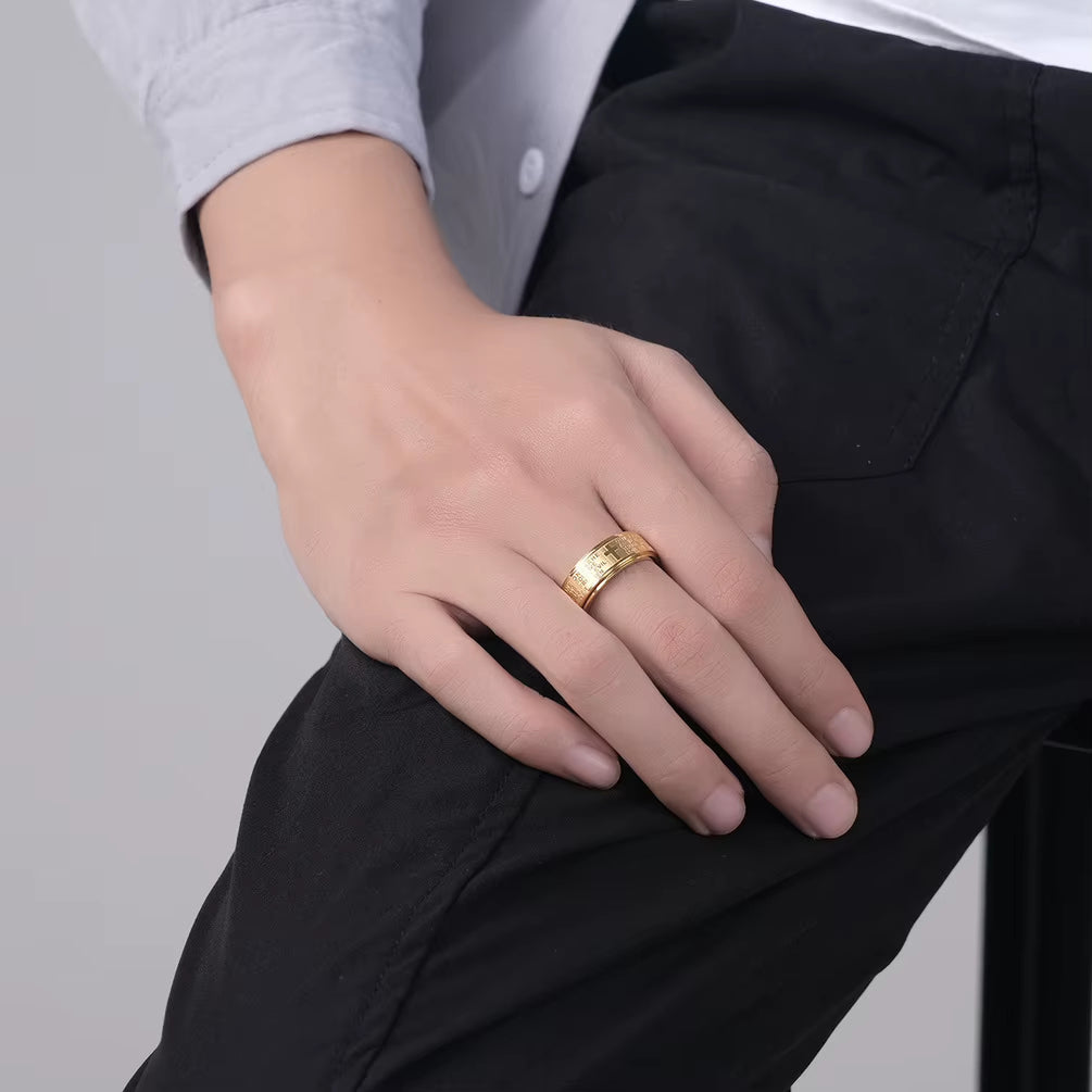 Anel Masculino Anti Ansiedade Banhado a Ouro 18k