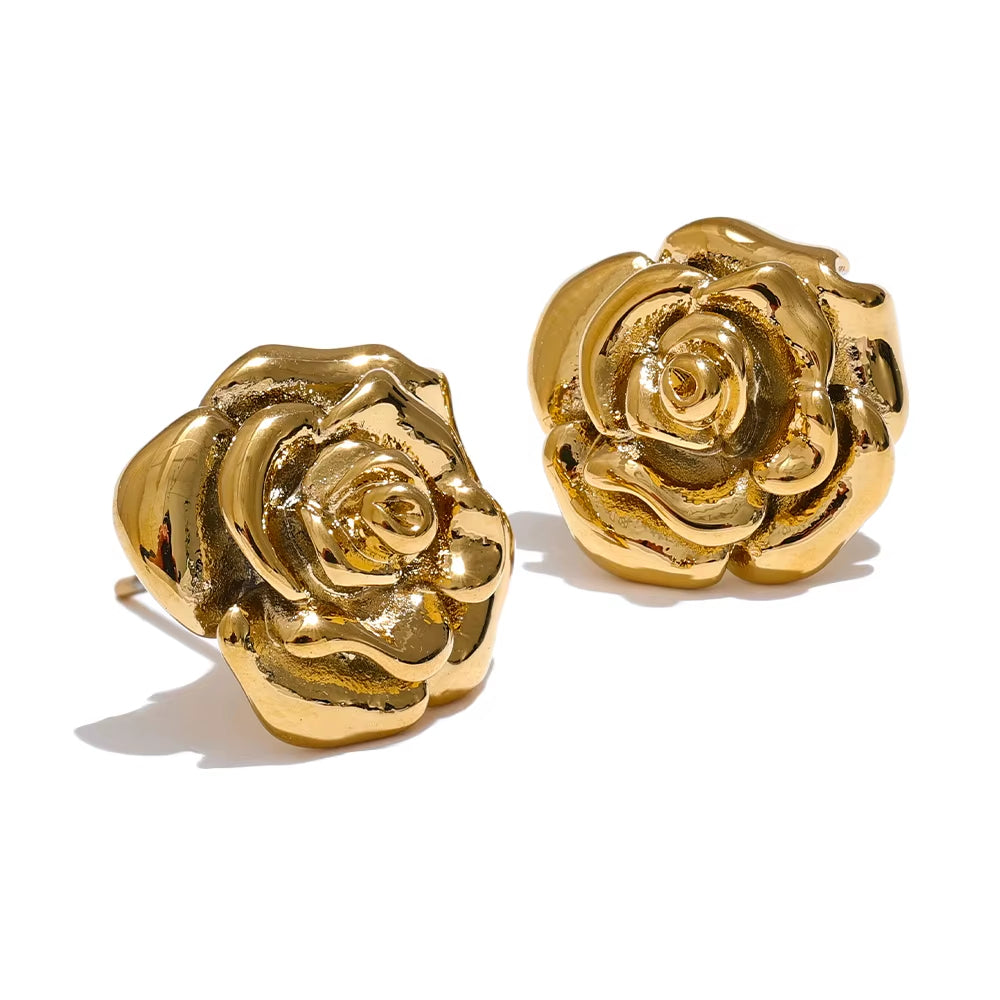 Brinco Rosa Encantada Banhado a Ouro 18k